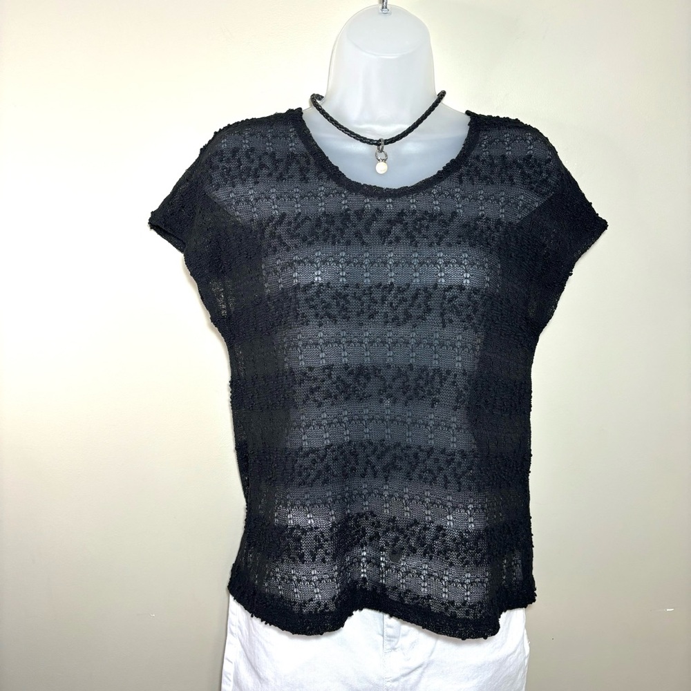 Cato Black Lightweight Knit Top Sleeveless Loose Fit Round Neck Casual Layering